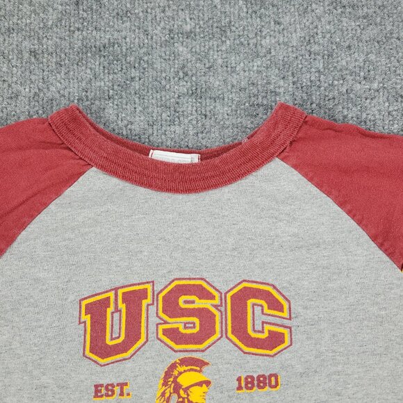 USC Trojans Shirt Men's Small Gray NCAA Logo Graphic Tee Crew Neck Long Sleeve - Picture 3 of 15